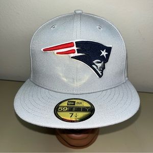 New England Patriots New Era 59FIFTY NFL Team Basic Gray Fitted Size 7 1/4 NWT